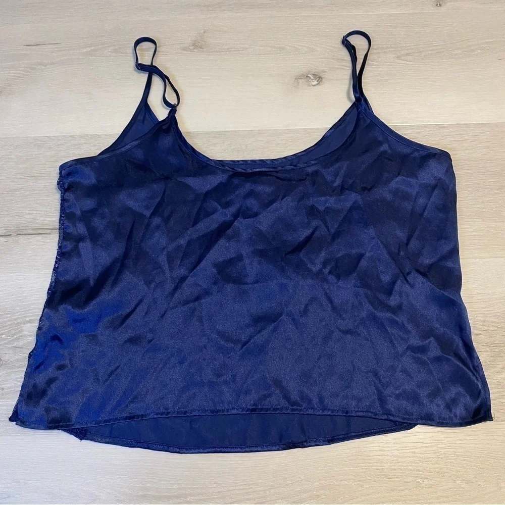 In Bloom by Jonquil Womens Nava Satin Cami Tank Top, Navy, Size M - Picture 4 of 8